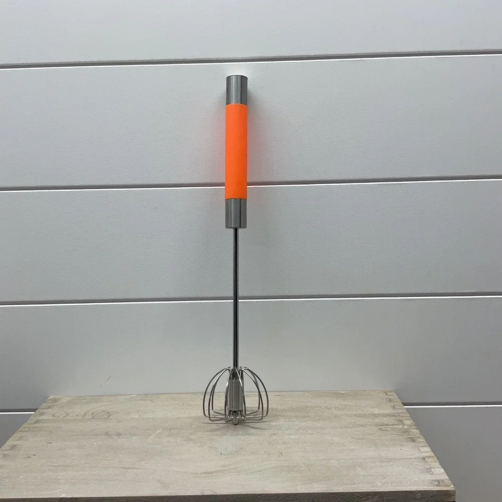 Stainless Steel Semi Automatic Egg Whisk Hand Push Rotary Whisk Blender